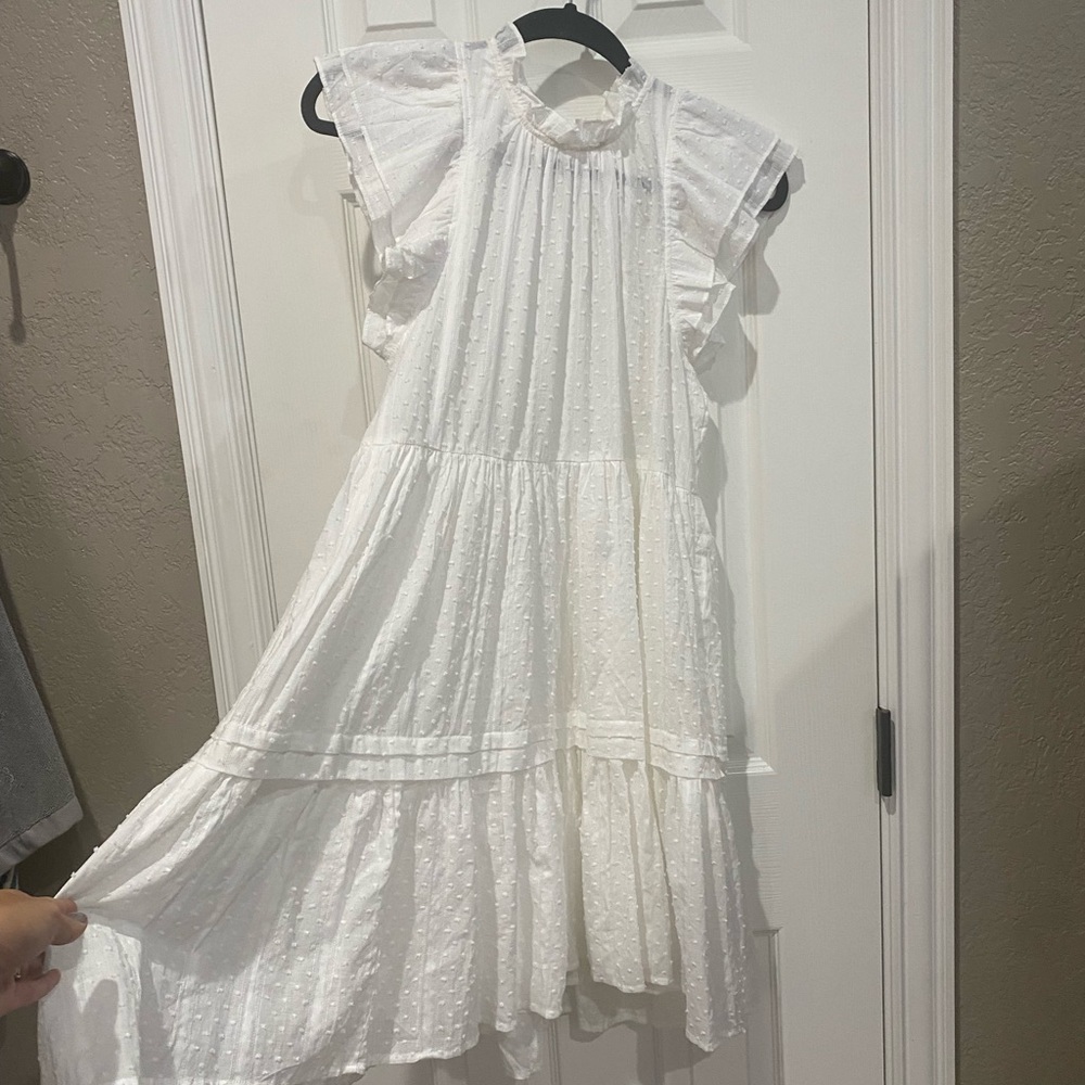 White Knee Length Babydoll Dress